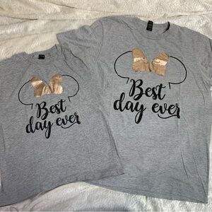 Mom & Me matching Disney shirts “best day ever” with rose gold Minnie ears